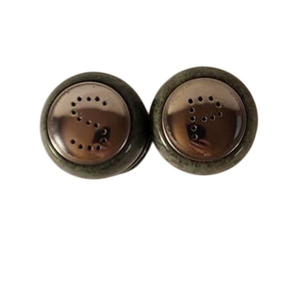 Vintage Green Marble Salt & Pepper Shakers - Picture 2 of 4